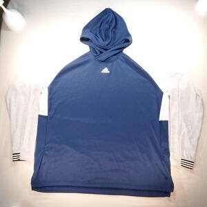 Adidas Men’s 2XL Colorblock Hoodie Navy Gray White Pullover Sweatshirt